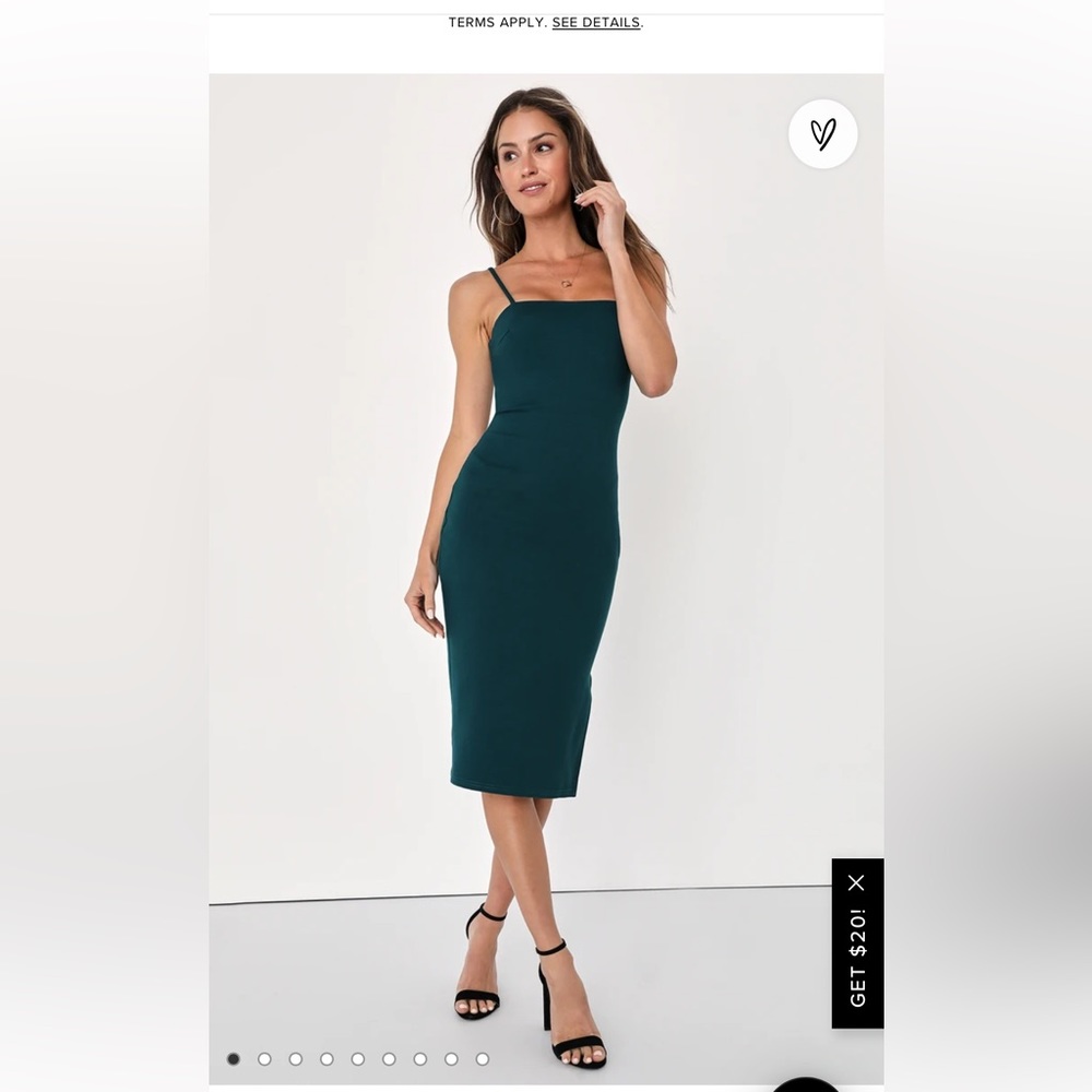 Lulu’s Paulina Forest Green Bodycon Midi Dress- Size Small